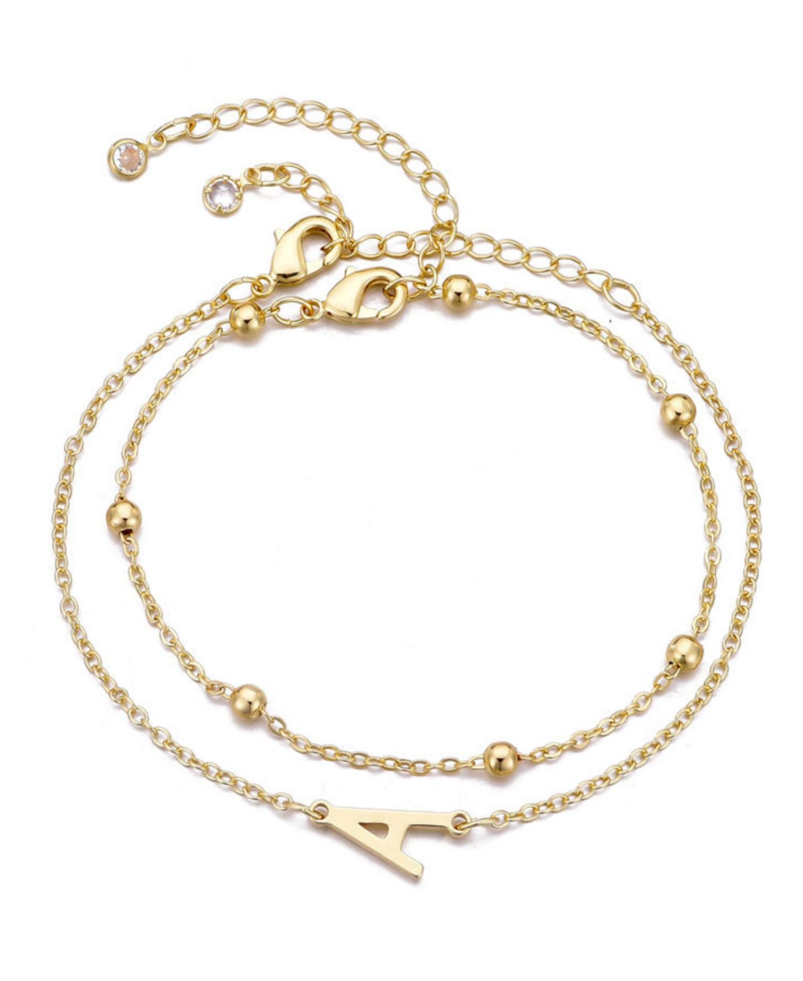 Набор золотых браслетов с инициалами ADORNIA Gold Initial Bracelet Set