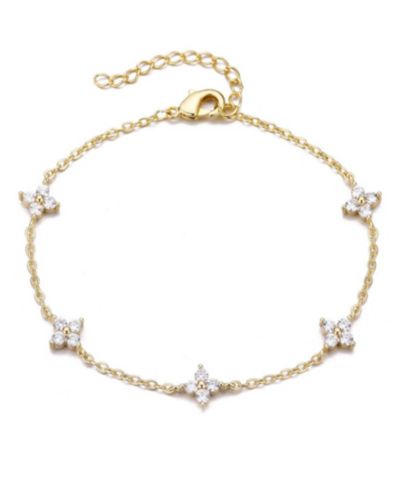 Браслет ADORNIA Gold Plated Cubic Zirconia Flower Station
