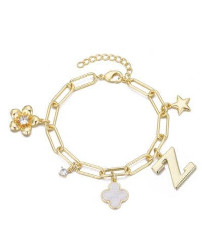 ADORNIA Gold Initial Chunky Charm Bracelet