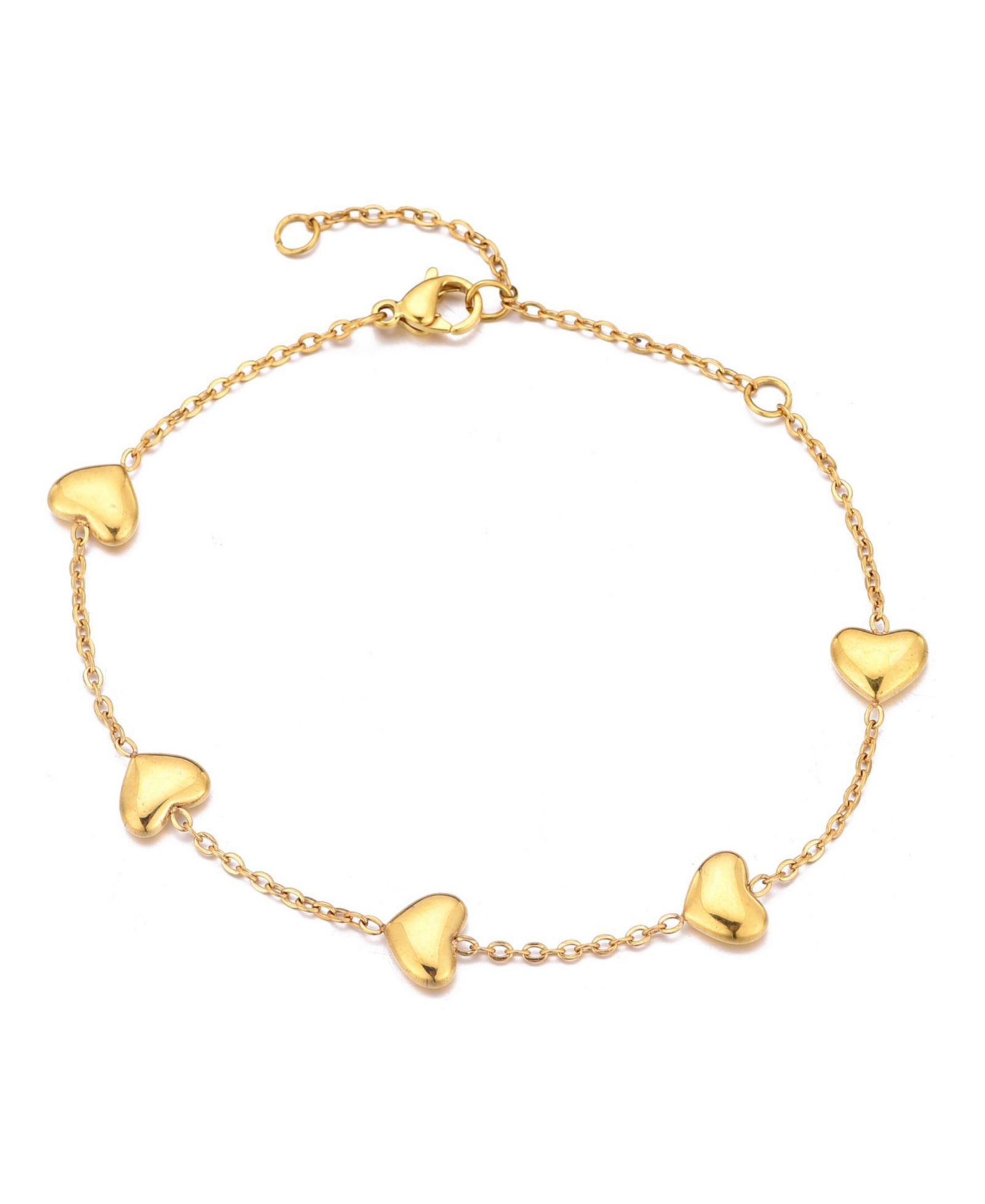 Браслет ADORNIA Gold Plated Heart Station с защитой от потускнения