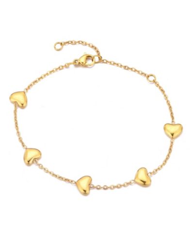 Браслет ADORNIA Gold Plated Heart Station с защитой от потускнения