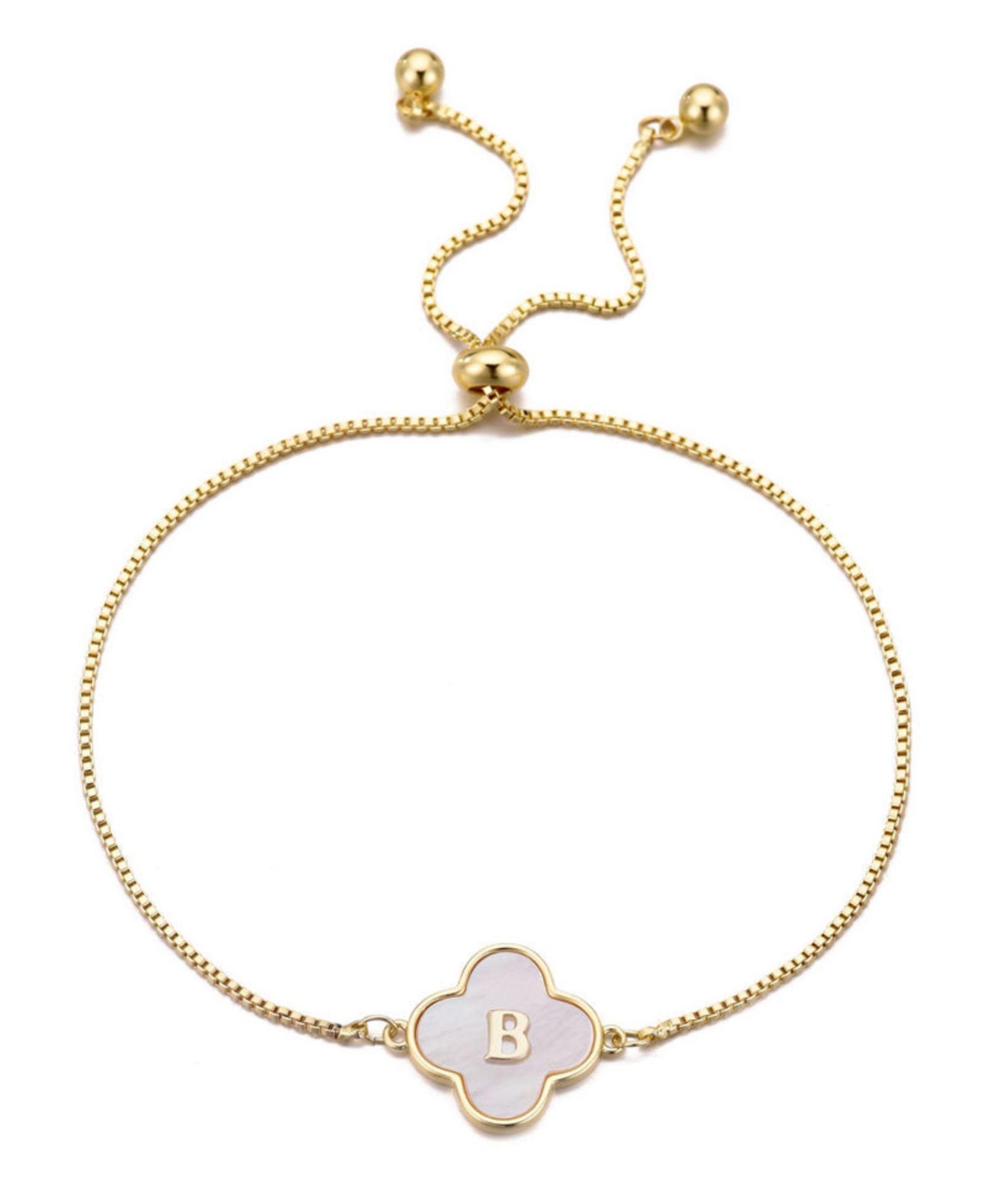 Браслет ADORNIA Gold Mother of Pearl Initial Clover Bolo