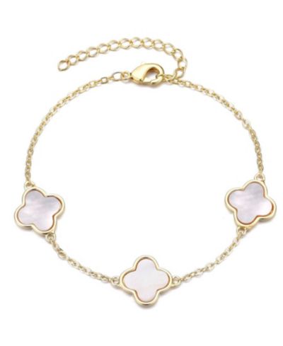 Браслет ADORNIA Gold Plated Mother of Pearl Clover Station