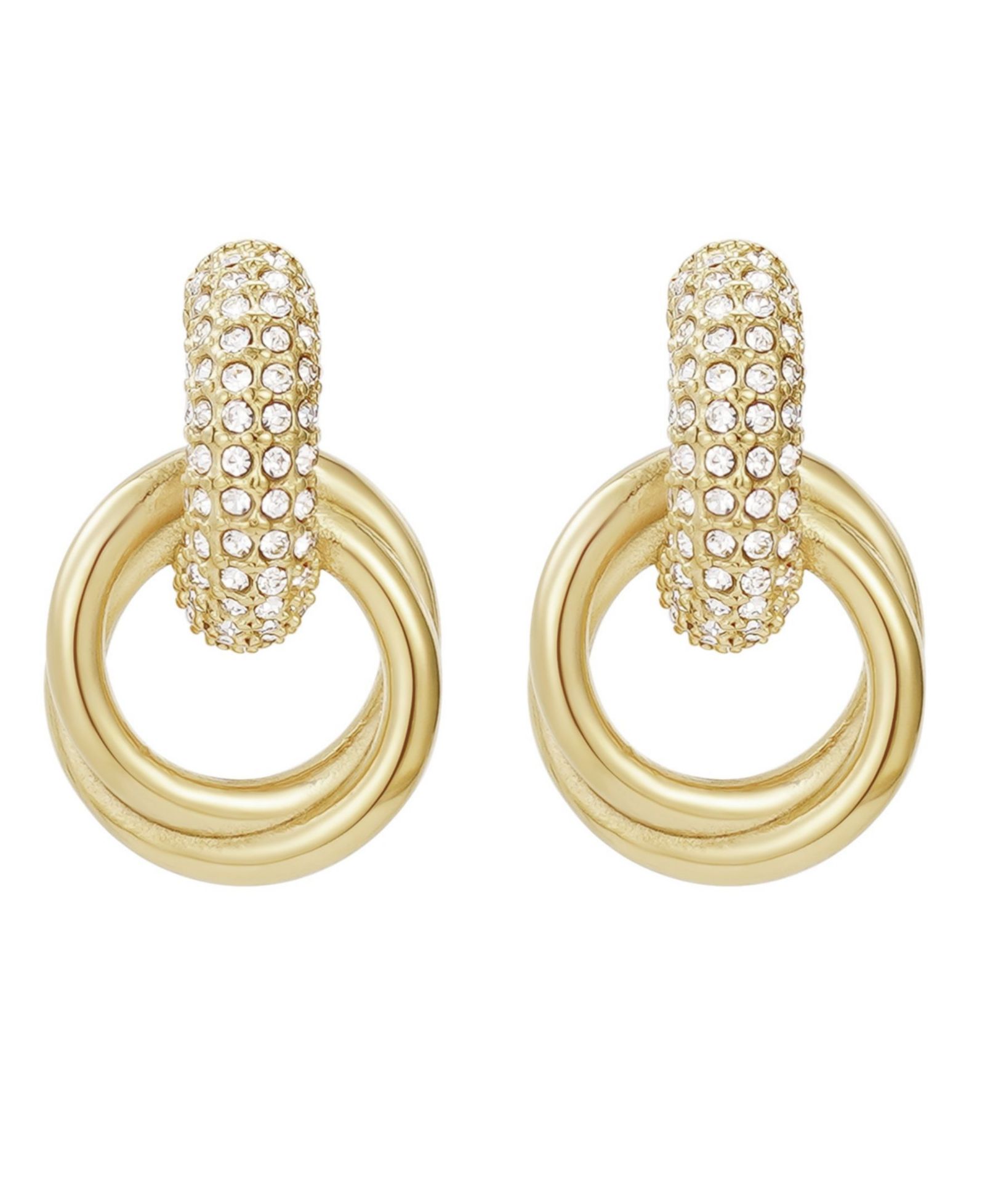 ADORNIA Tarnish Resistant Gold Plated Crystal Doorknocker Earrings