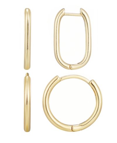 ADORNIA Gold Plated Hoop Earring Set