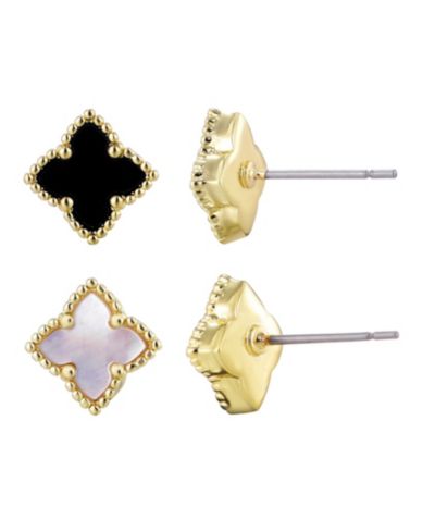 Набор сережек-гвоздик ADORNIA Gold Plated Clover Stud Earring Set