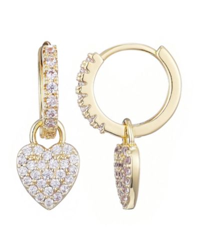 Серьги-кольца ADORNIA Gold Plated Cubic Zirconia Heart Huggie