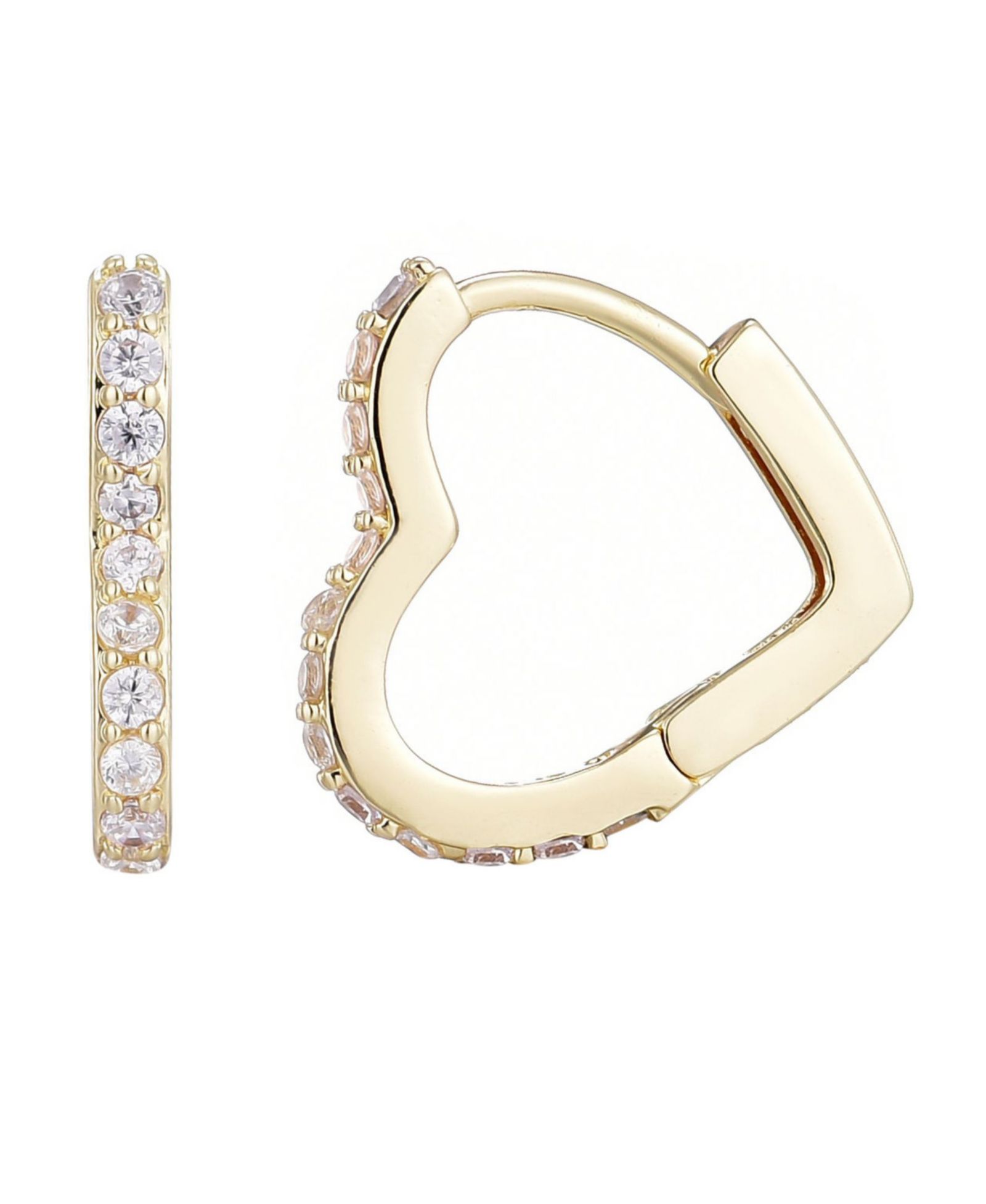 ADORNIA Gold Plated Cubic Zirconia Heart Hoop Earrings