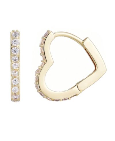 ADORNIA Gold Plated Cubic Zirconia Heart Hoop Earrings