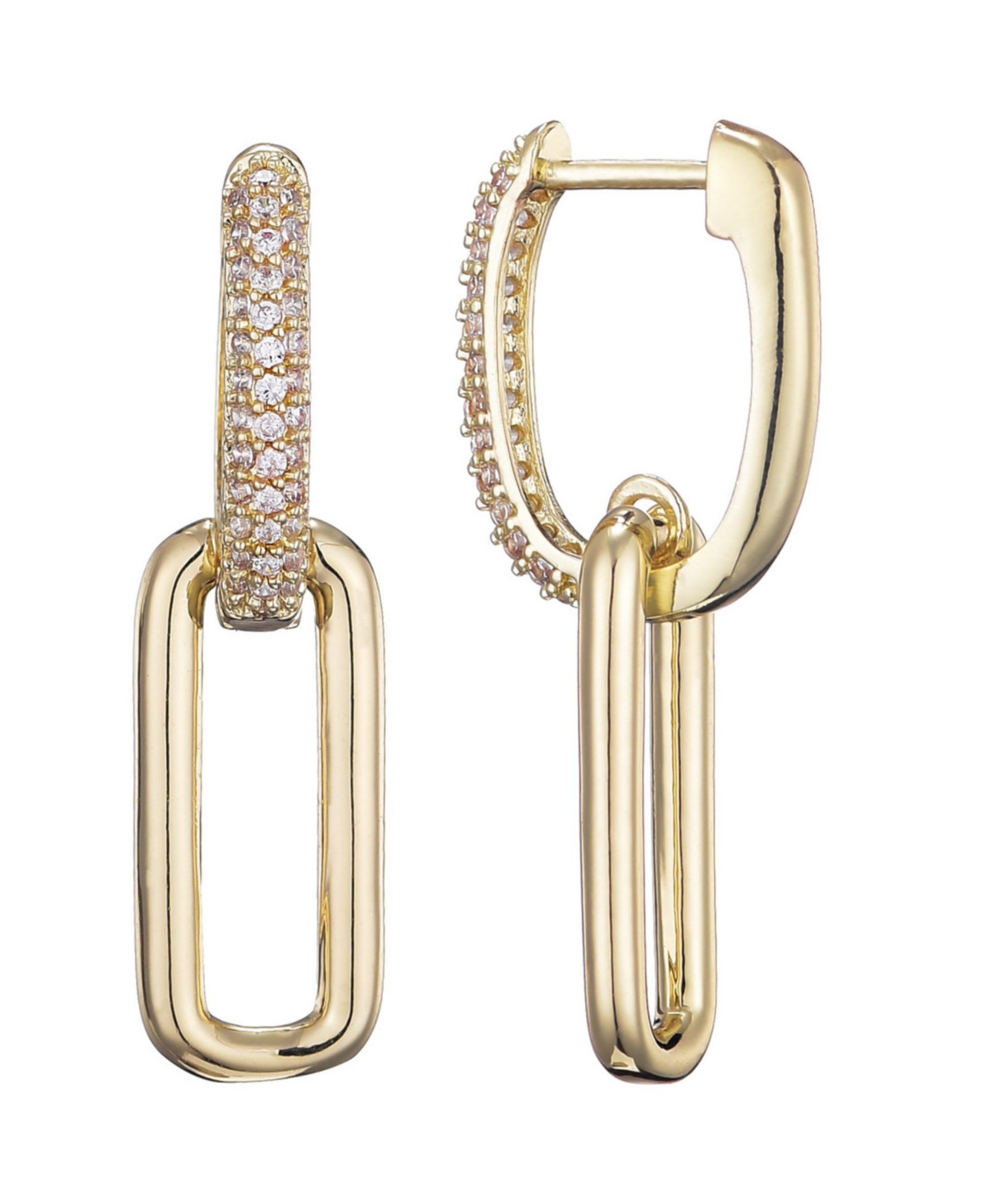 ADORNIA Gold Plated Crystal Single Link Drop Earrings