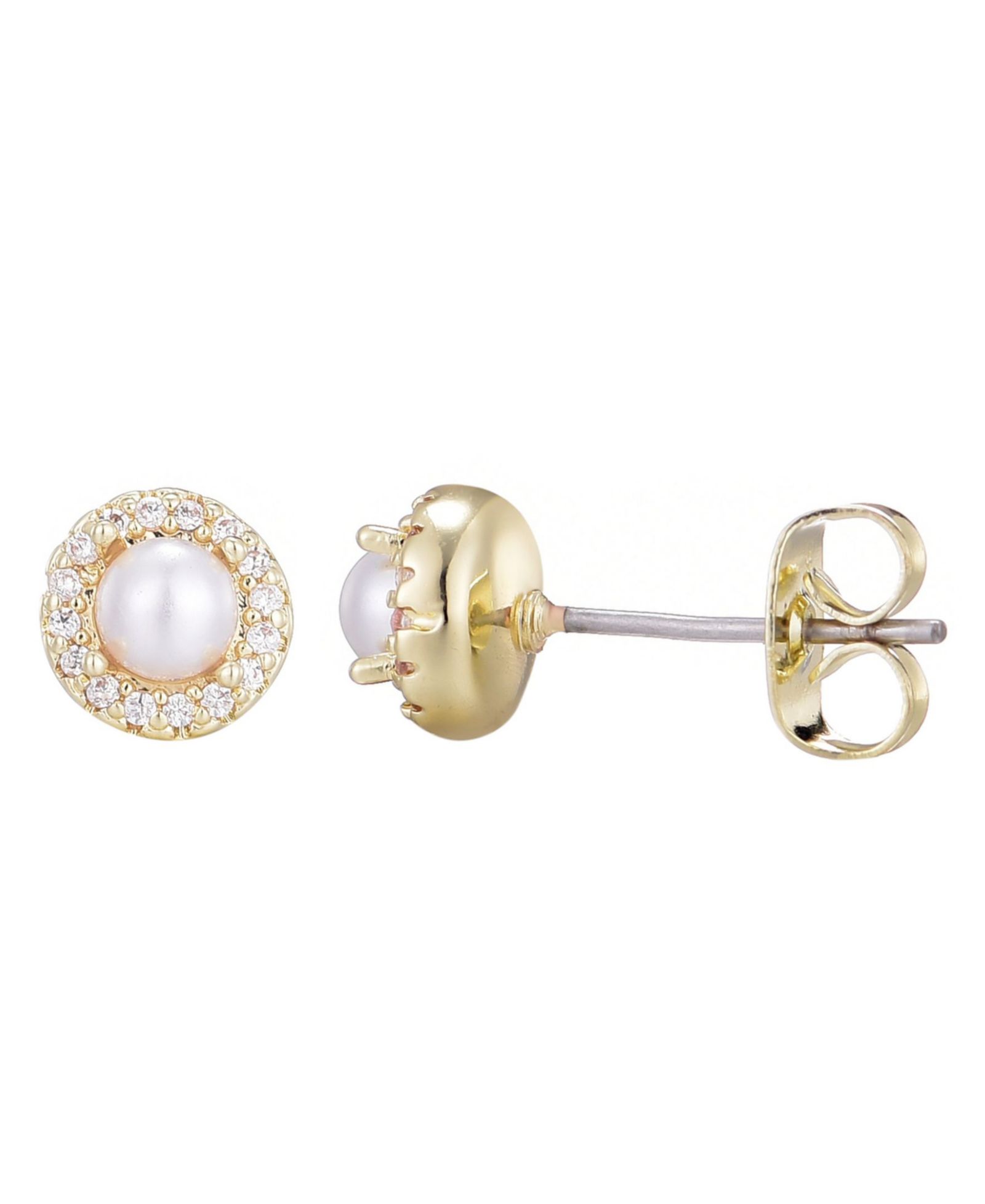 ADORNIA Gold Plated Cubic Zirconia Halo Stud Earrings