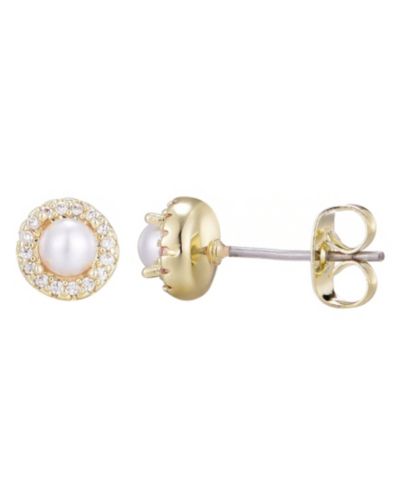 ADORNIA Gold Plated Cubic Zirconia Halo Stud Earrings