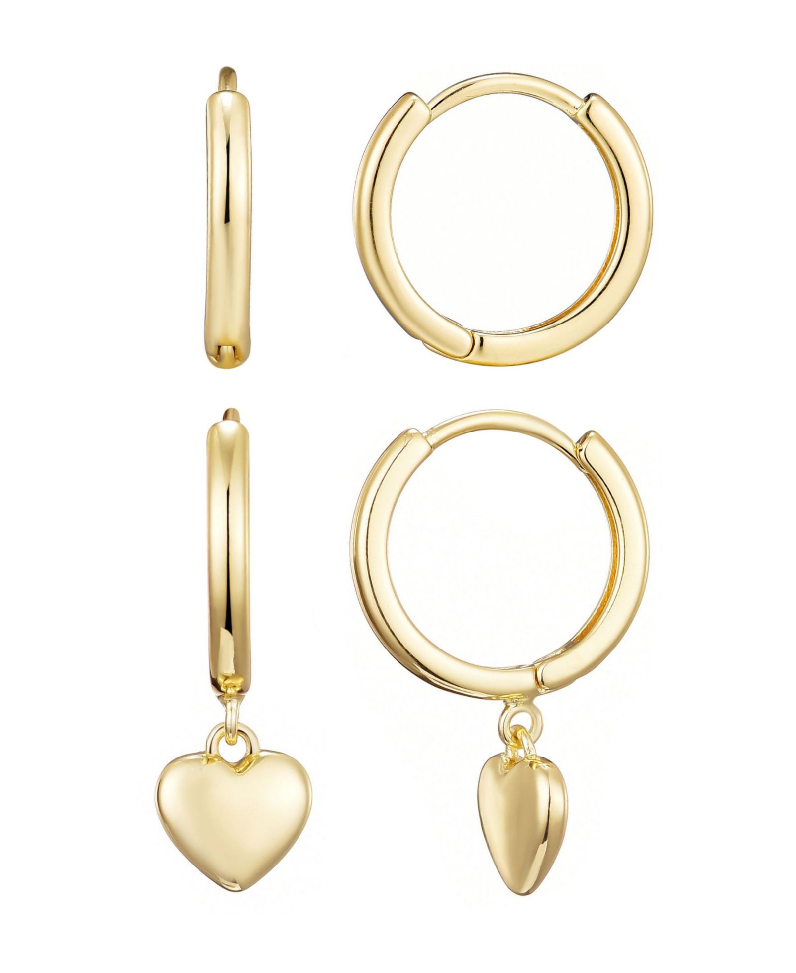 ADORNIA Gold Plated Heart Huggie Earring Set