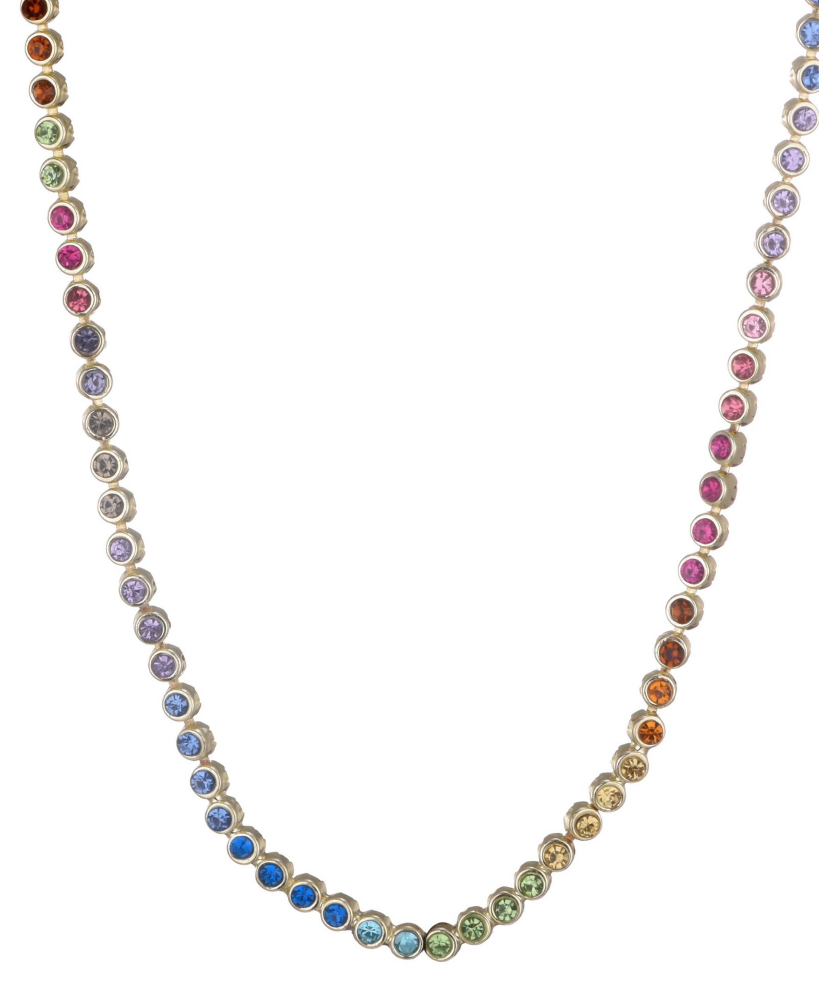 ADORNIA Gold Crystal Rainbow Tennis Neckalce