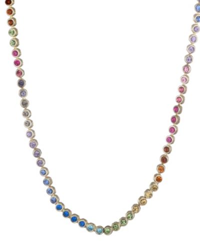 ADORNIA Gold Crystal Rainbow Tennis Neckalce