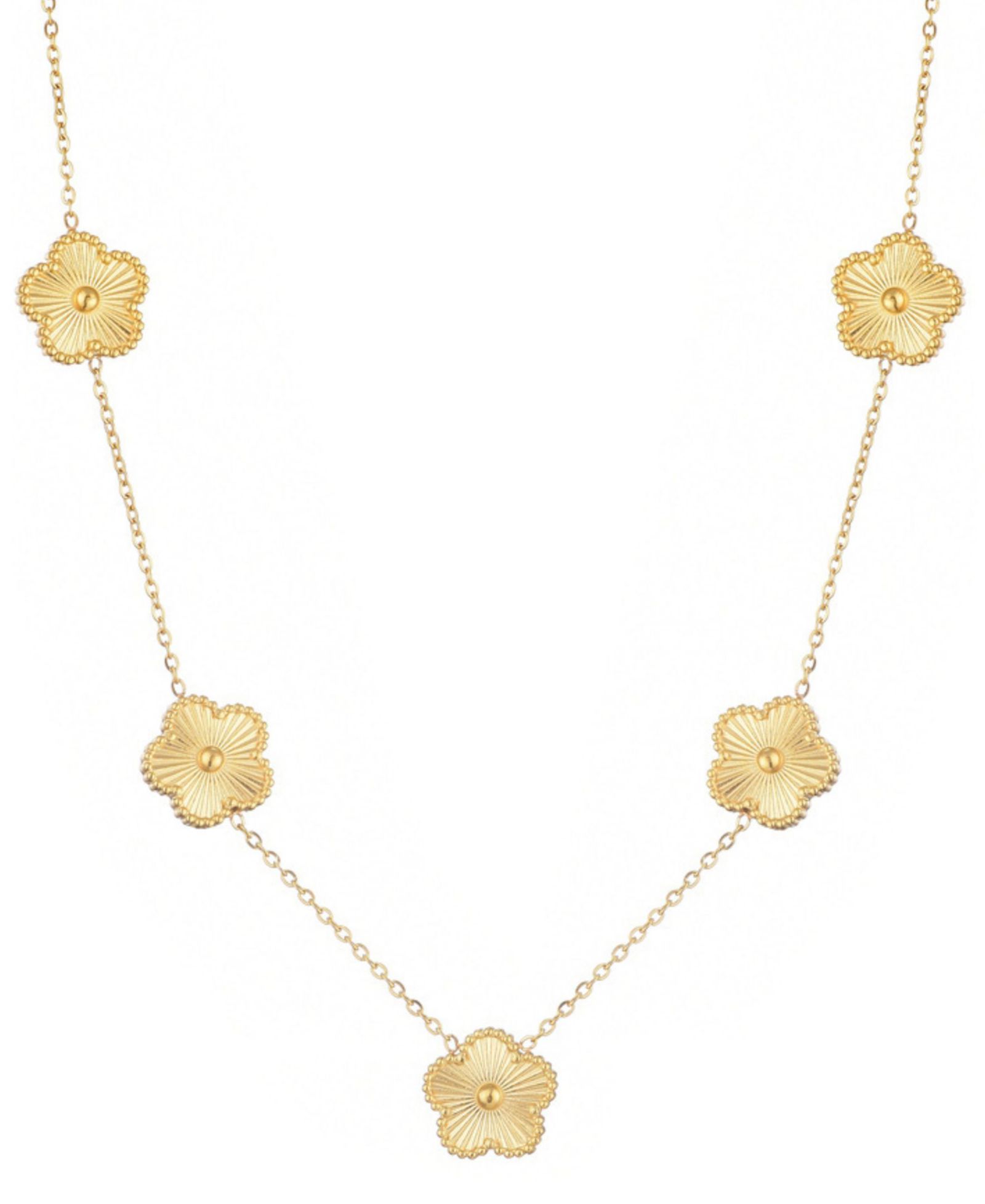 ADORNIA Tarnish Resistant Gold Five-Leaf Clover Station Necklace