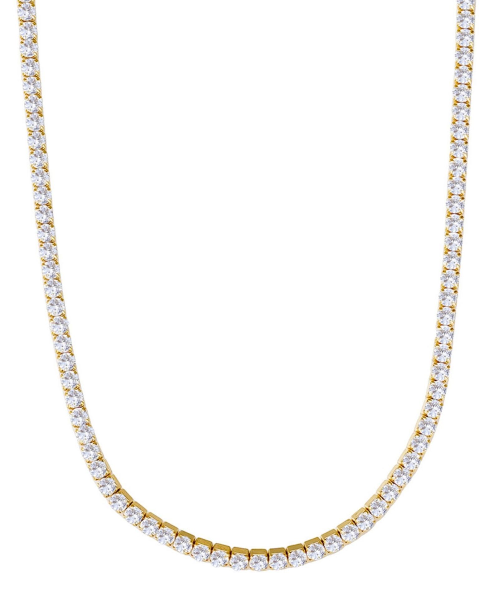 ADORNIA Gold Crystal 3mm Tennis Chain Necklace
