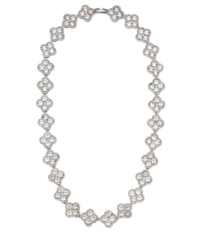 ADORNIA Ожерелье Silver Crystal Clover Link Chain
