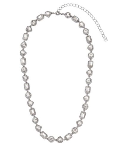 ADORNIA Silver Crystal Halo Heart Chain Necklace
