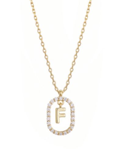 ADORNIA Gold Plated Cubic Zirconia Floating Letter Frame Necklace