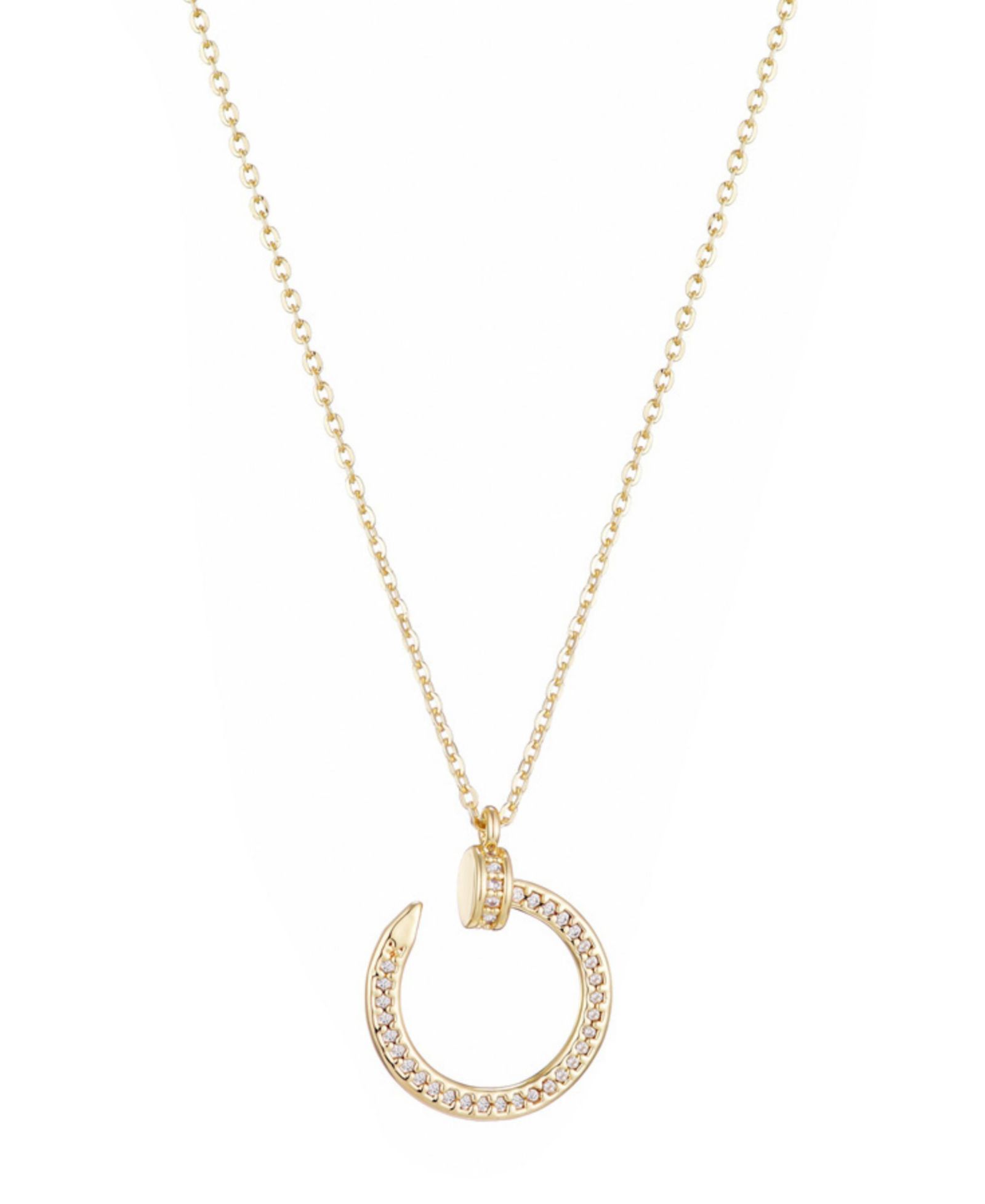ADORNIA Gold Cubic Zirconia Curved Nail Ring Necklace