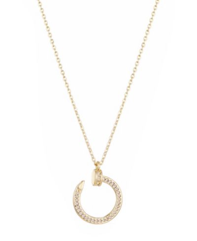 ADORNIA Gold Cubic Zirconia Curved Nail Ring Necklace