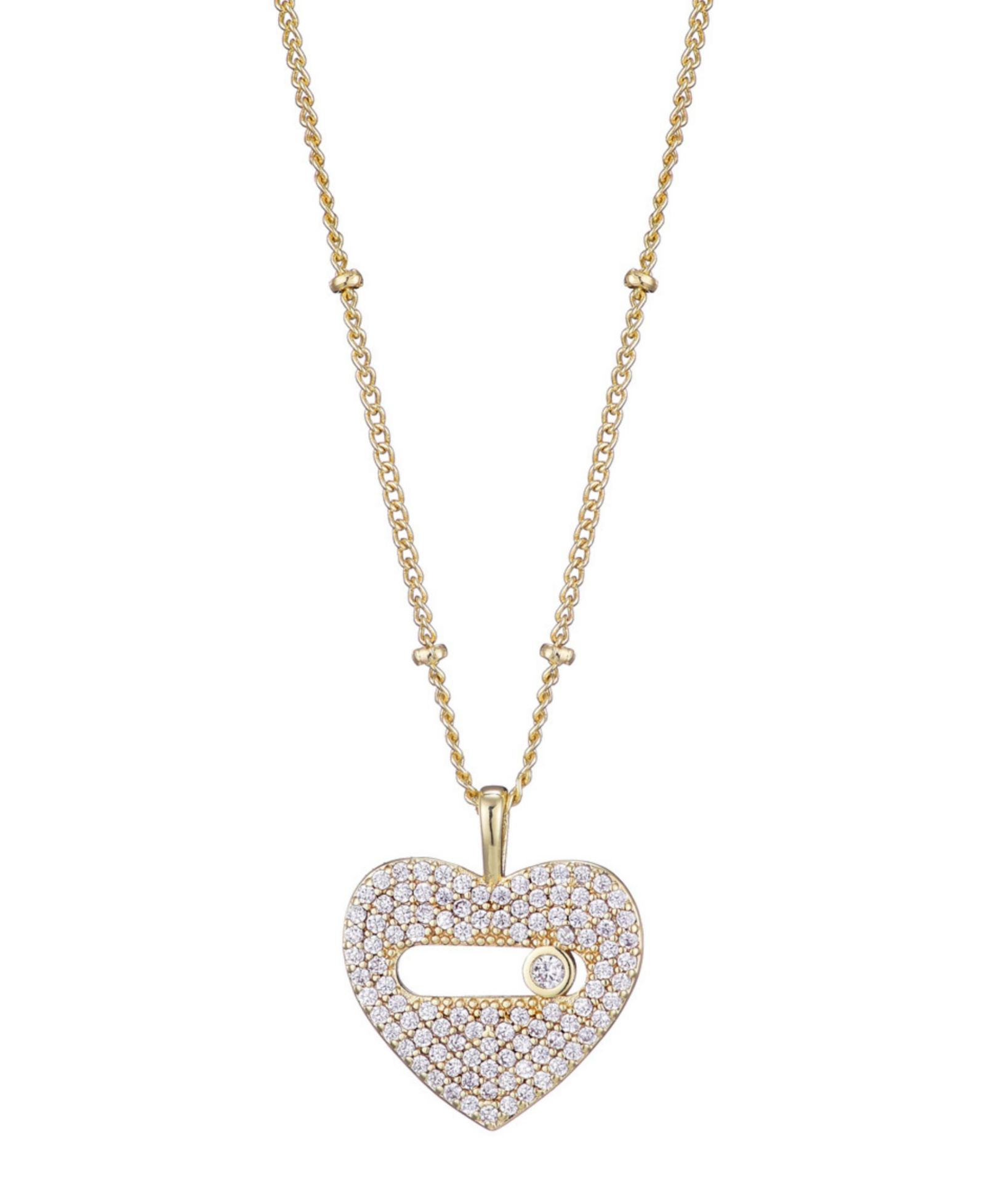 Подвеска-кулон ADORNIA Gold Cubic Zirconia Heart