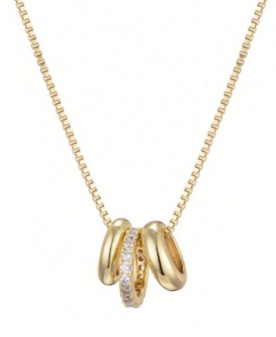 ADORNIA Gold Cubic Zirconia Three-Ring Necklace