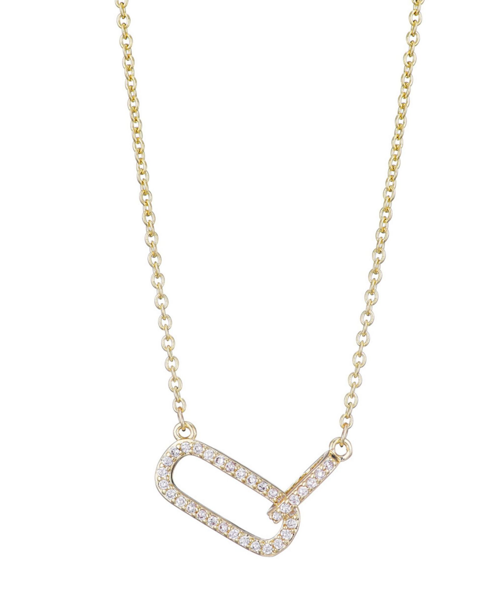 ADORNIA Gold Cubic Zirconia Pave Links Necklace