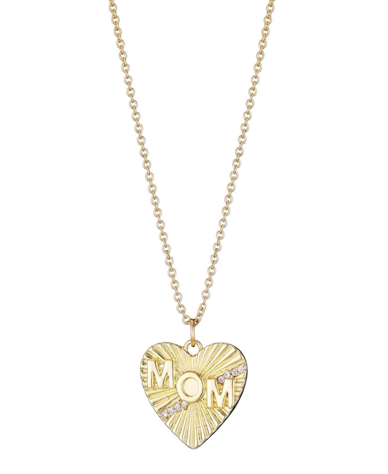 ADORNIA Ожерелье MOM с кулоном Cubic Zirconia Fluted Heart