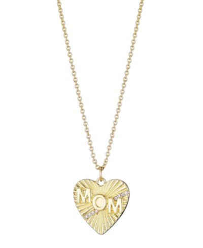 ADORNIA Cubic Zirconia Fluted Heart MOM Necklace