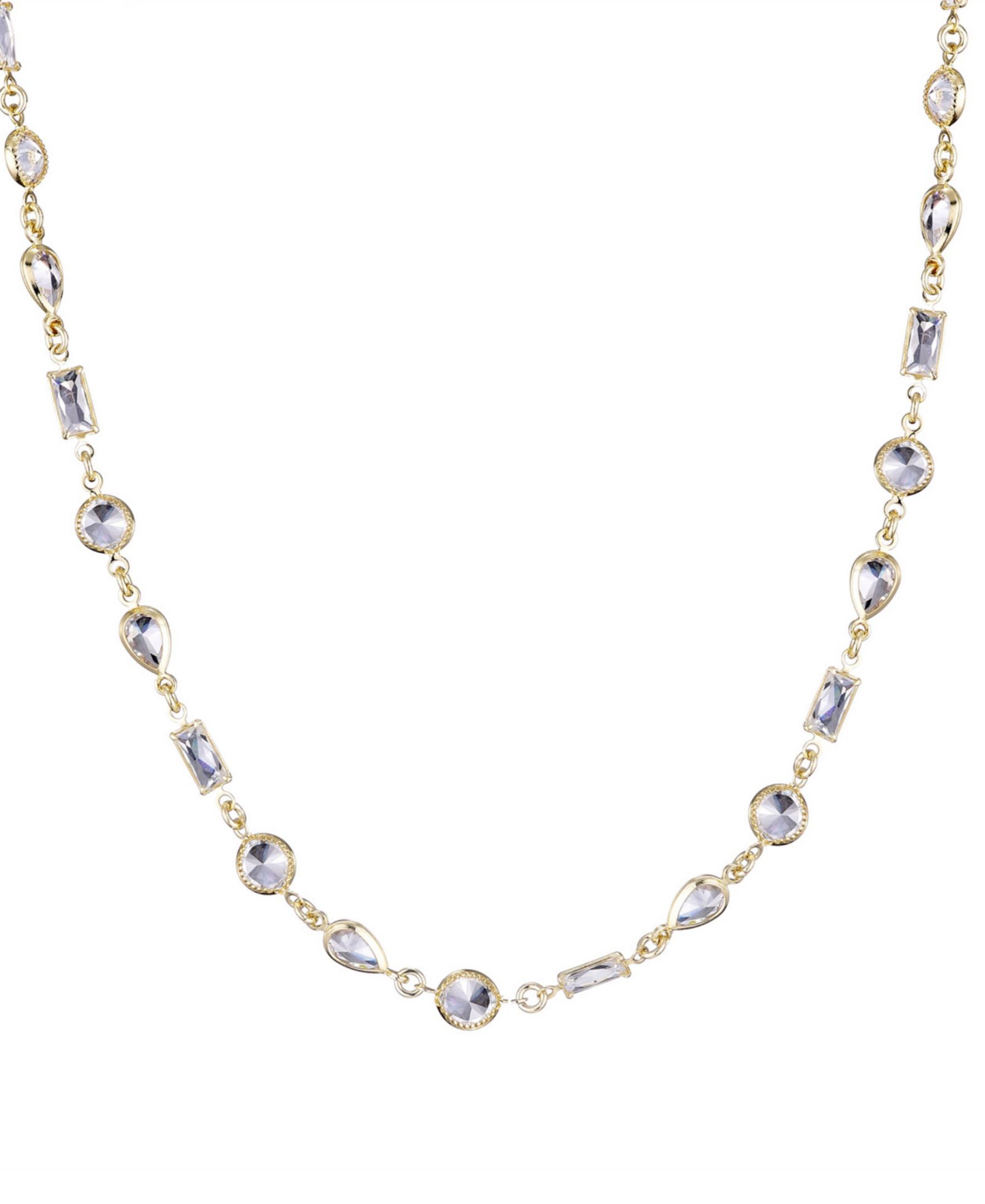ADORNIA Gold Plated Crystal Mixed Shape Necklace
