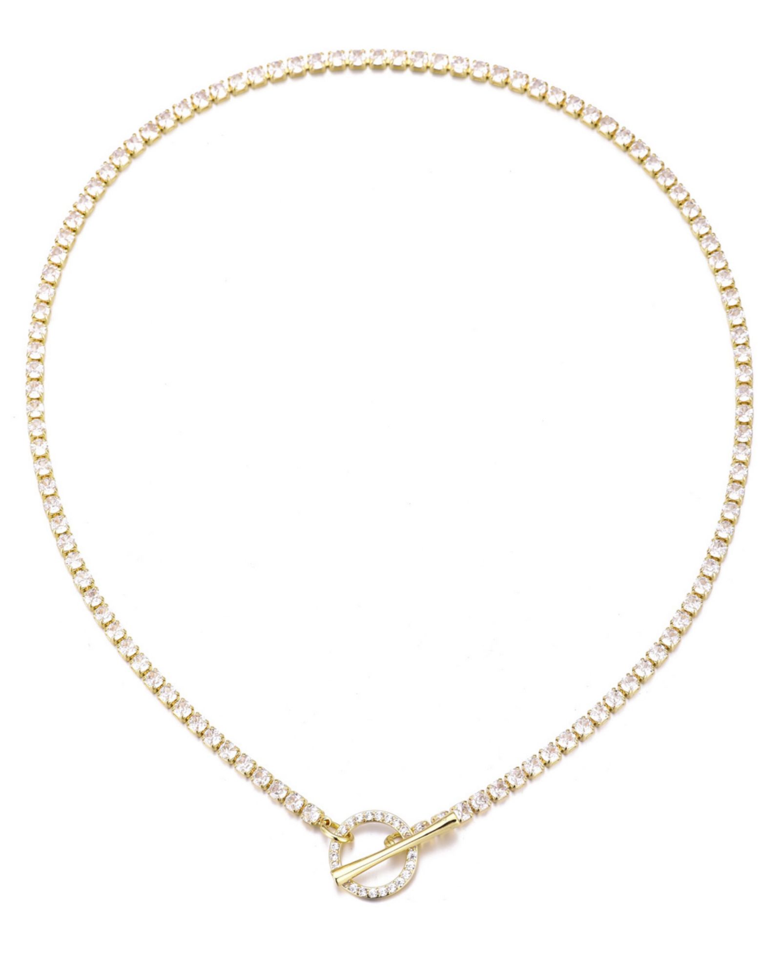 ADORNIA Gold Plated Crystal Toggle Tennis Necklace