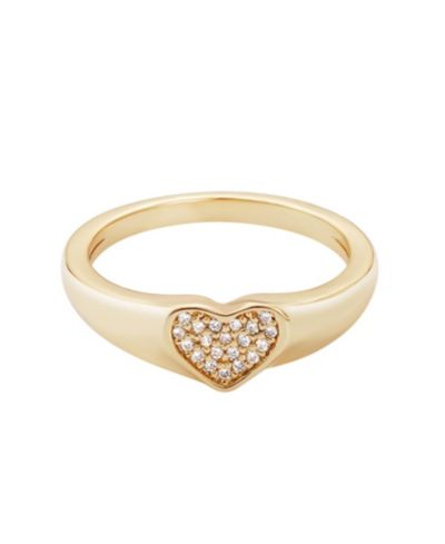 ADORNIA Cubic Zirconia Pave Heart Signet Pinky Ring