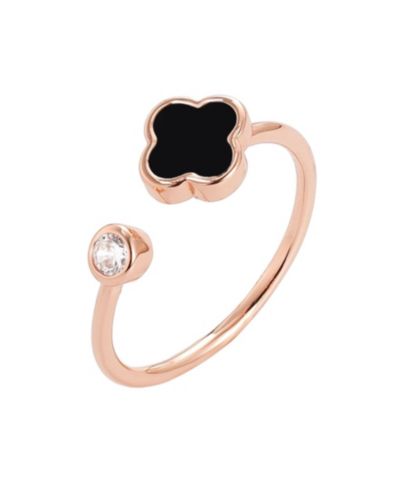 ADORNIA Rose Gold Plated Adjustable Clover Ring