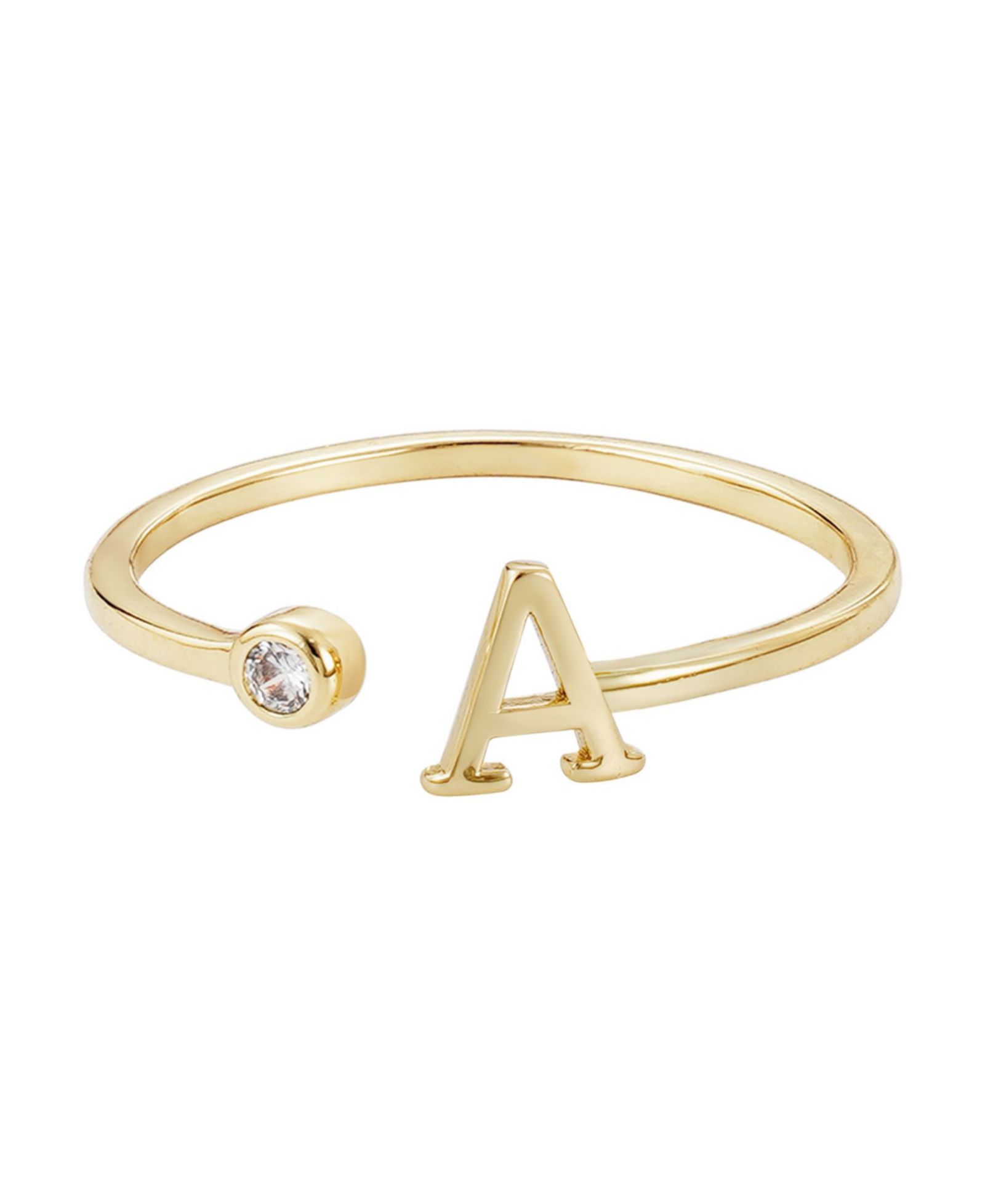 ADORNIA Gold Adjustable Cubic Zirconia Initial Ring