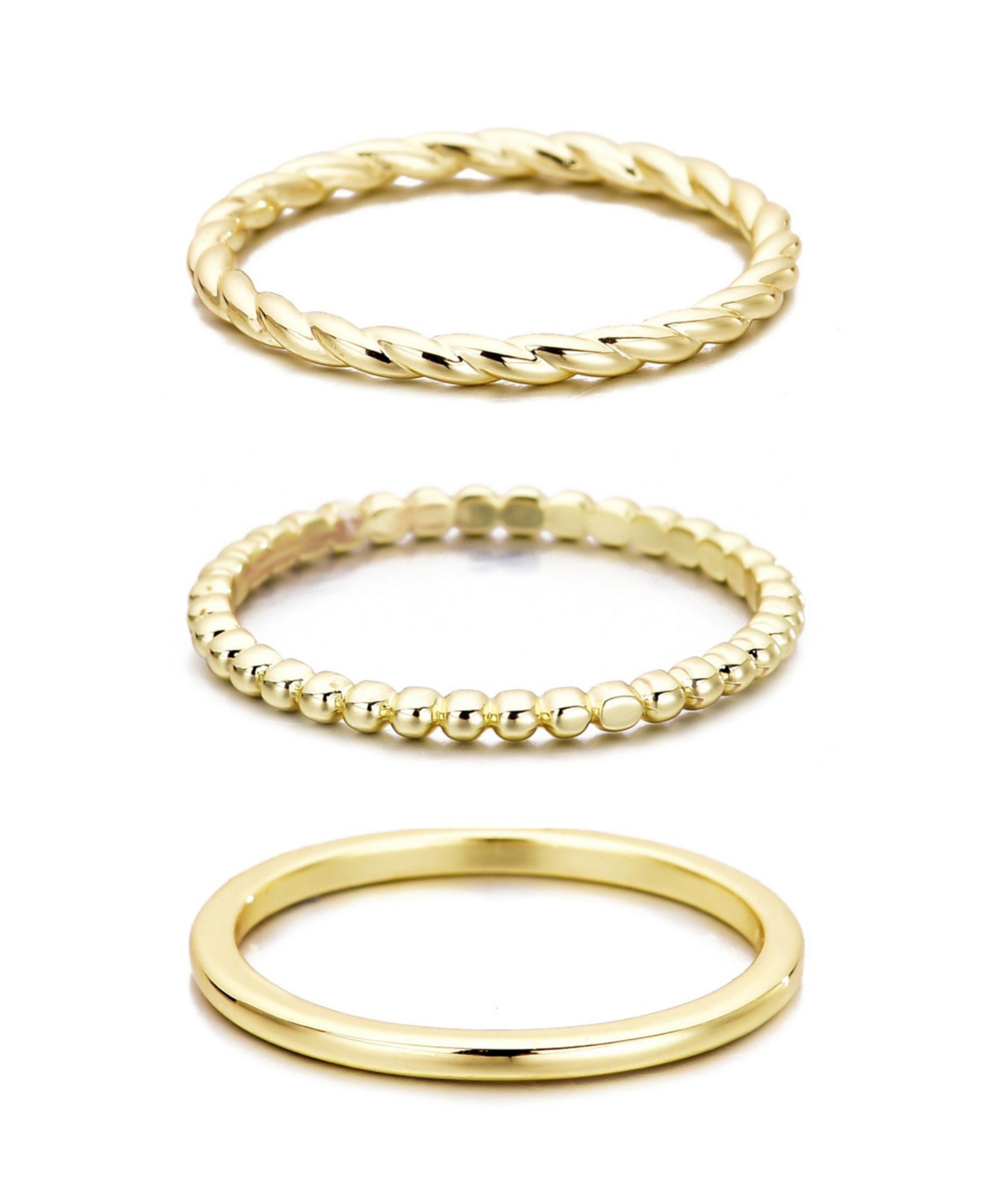 Набор тонких колец ADORNIA Gold Plated Thin Stacking Band