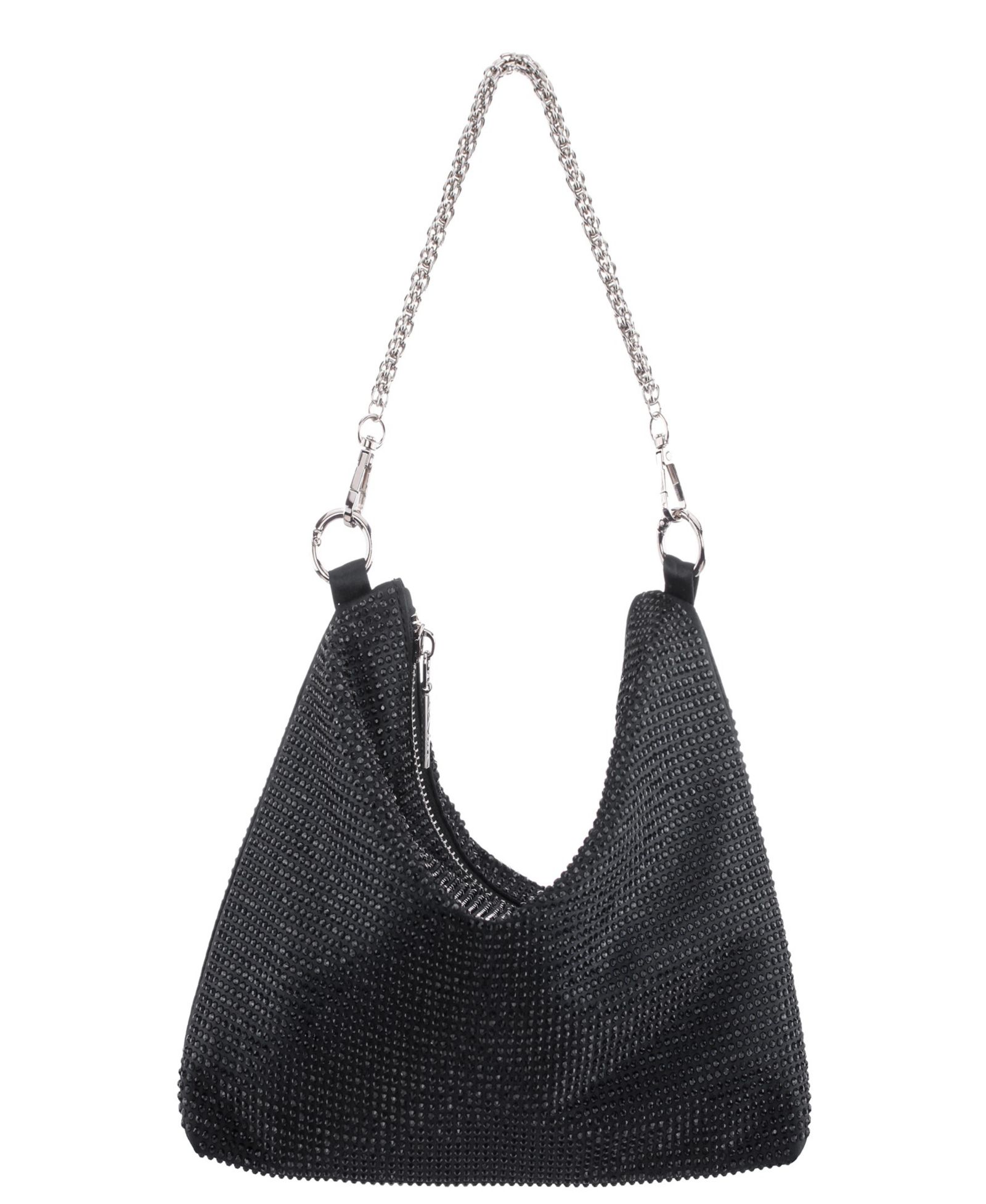 Nina Crystal Embellished Zipper Hobo Bag