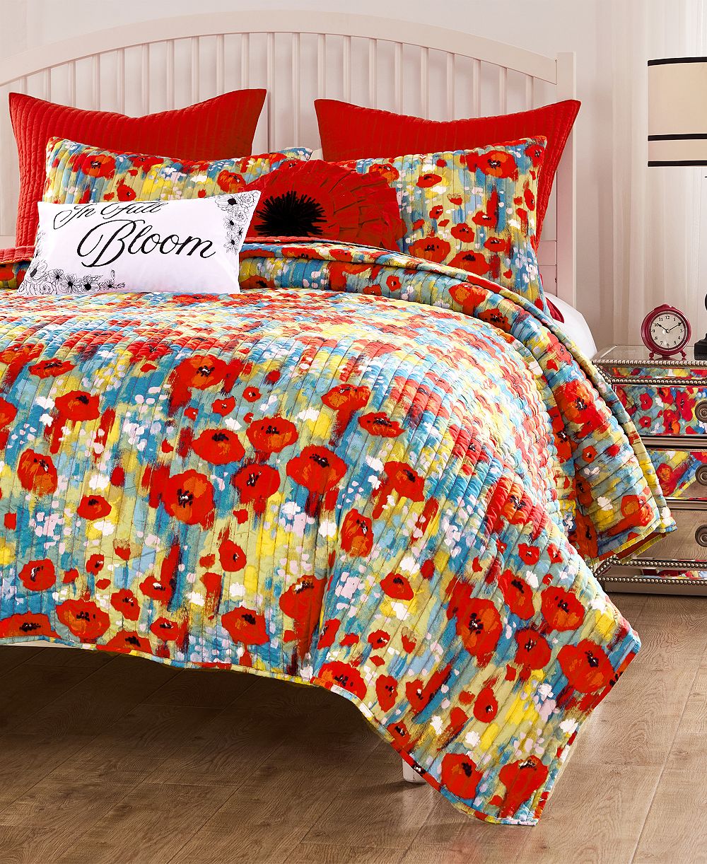 Greenland Home Fashions Poppies Modern Floral 3-Pc. Quilt Set, King