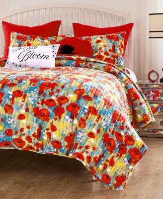 Greenland Home Fashions Poppies Modern Floral 3-Pc. Quilt Set, King