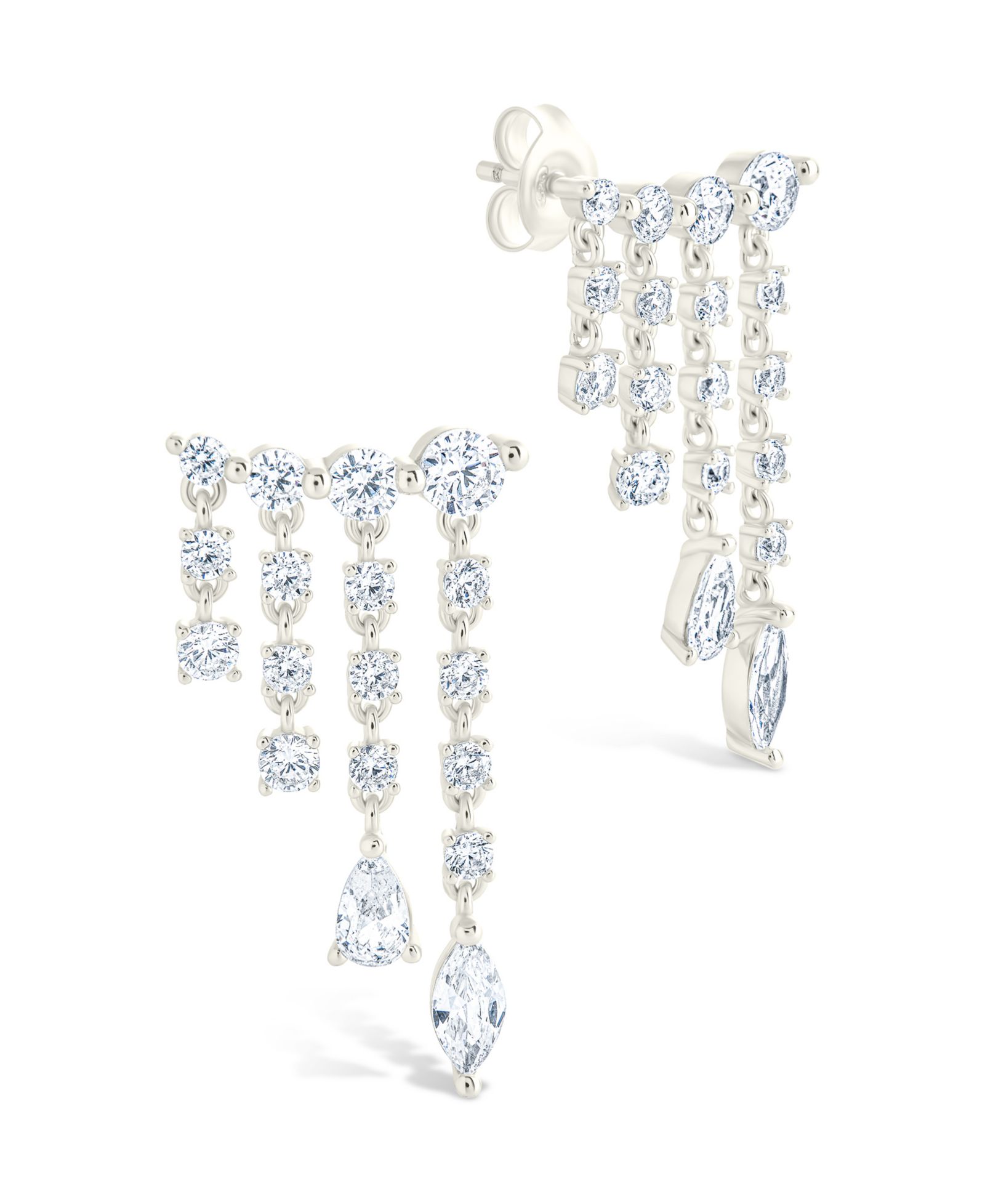 Серьги-гвоздики Sterling Forever Sterling Silver Adrian CZ Waterfall Statement