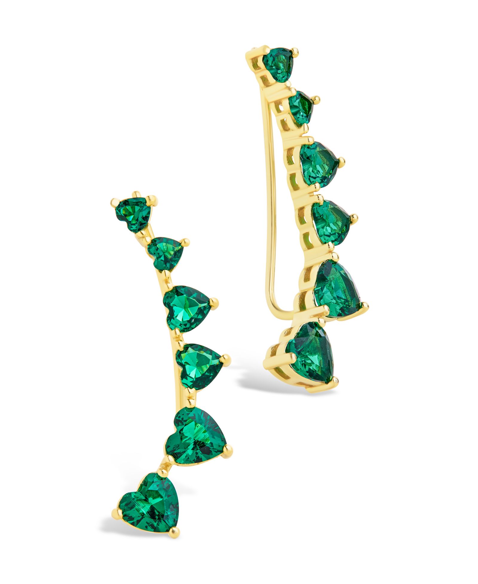 Sterling Forever Sterling Silver Jillian CZ Heart Crawler Studs