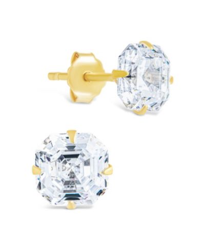 Серьги-гвоздики Sterling Forever Sterling Silver Asscher Cut Prong Set Stud