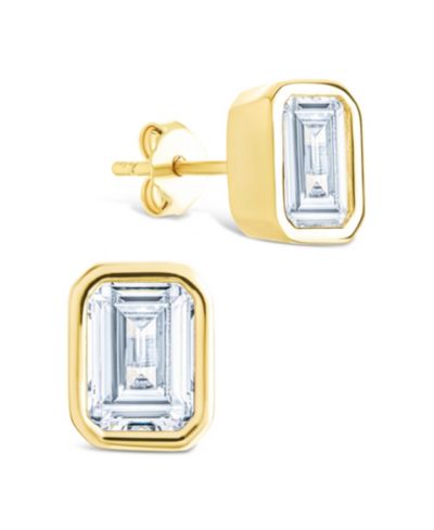 Серьги-гвоздики Sterling Forever Sterling Silver Emerald Cut Bezel Set Stud