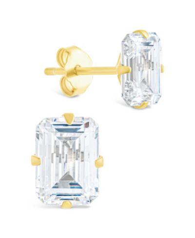 Серьги-гвоздики Sterling Forever серебро изумрудная огранка
