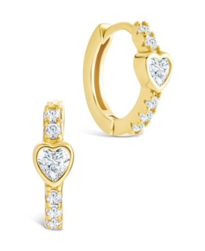 Серьги-кольца Sterling Forever из стерлингового серебра с подвесками в форме сердца
