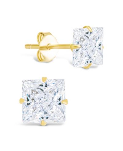 Sterling Forever серьги-гвоздики Princess Cut из стерлингового серебра