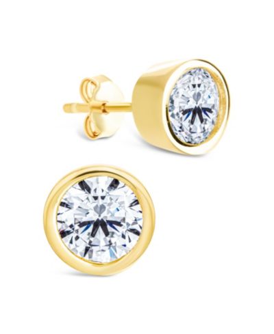 Sterling Forever Sterling Silver Round Cut Bezel Set Stud Earrings