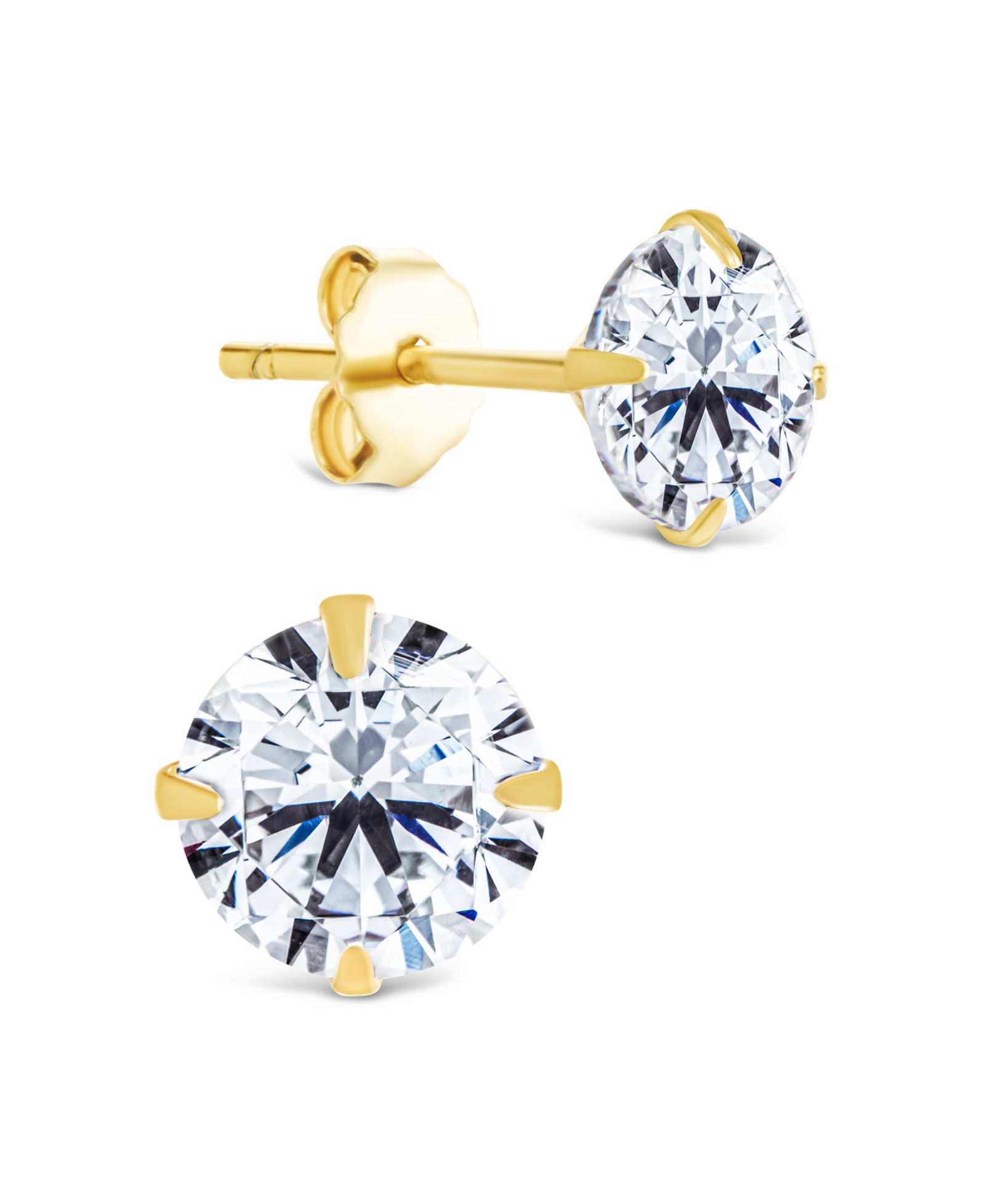 Sterling Forever Sterling Silver Round Cut Prong Set Stud Earrings