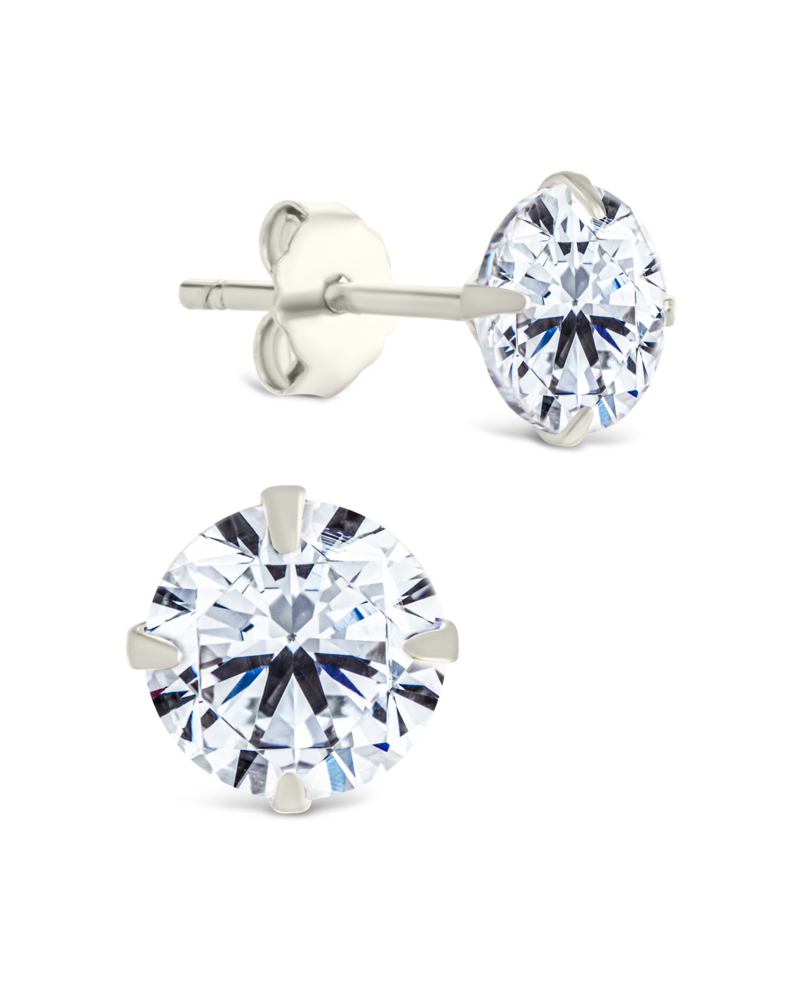 Серьги-гвоздики Sterling Forever Sterling Silver Round Cut Prong Set